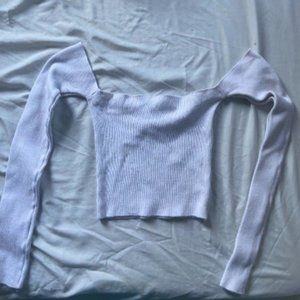 FOREVER 21 White Off Shoulder Long Sleeve Top